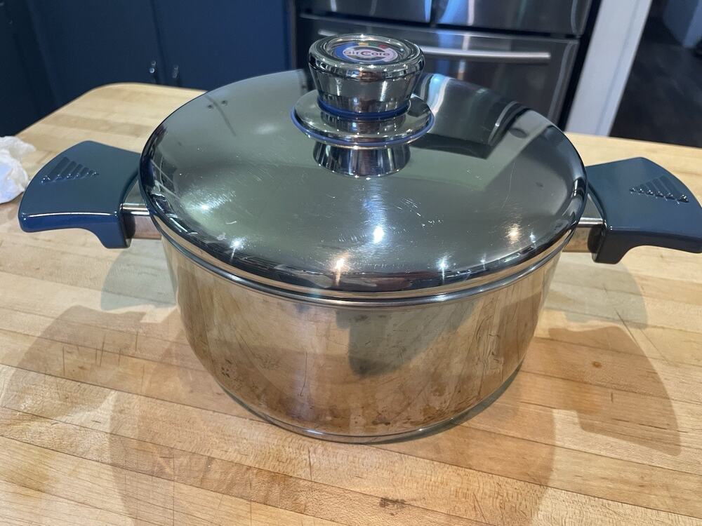 AirCore Walkaway Stainless Steel Thermo Dynamic Cookware 6 Qt Pot 2 Lid System